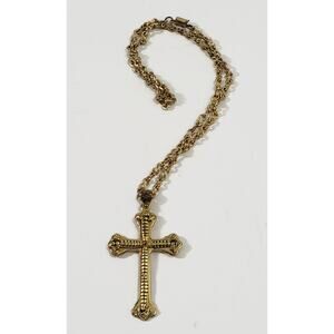 Vintage Whiting & Davis Gold Tone Cross Necklace 18 in.